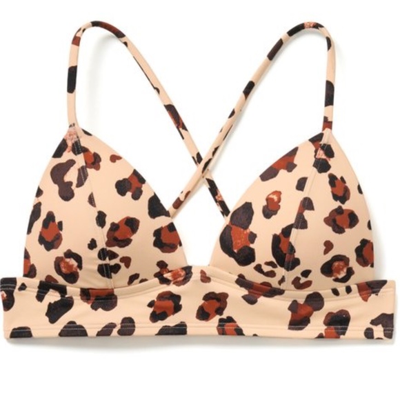 CUT OUT Cross Straps Leopard Bikini Top Crop Top - Picture 1 of 16